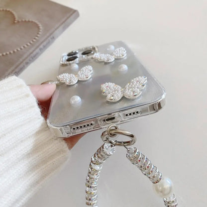 Pearl & Rhinestone Butterfly iPhone Cover with Tassel