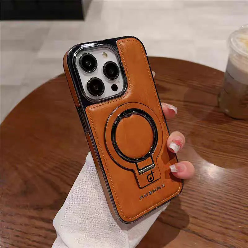 RIMBMAX PU Leather Magnetic Ring Case For iPhone