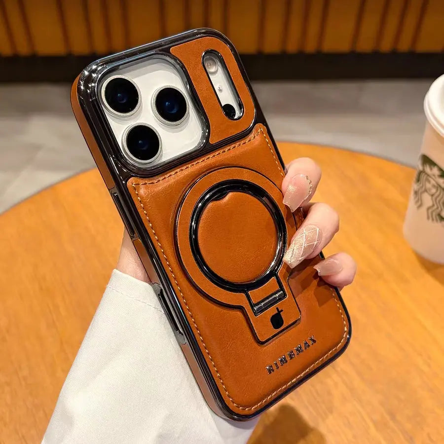 RIMBMAX PU Leather Magnetic Ring Case For iPhone