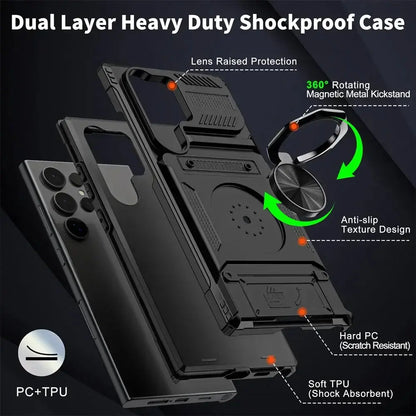 Armor Case with Hidden Card Holder & Ring Stand for Samsung S23U/S24U/S25U/S26U - BD Gadget
