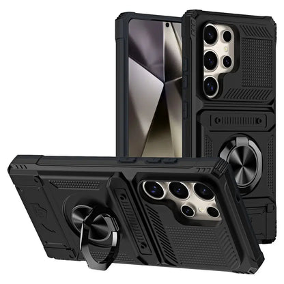 Armor Case with Hidden Card Holder & Ring Stand for Samsung S23U/S24U/S25U/S26U - BD Gadget