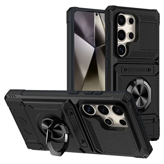 Armor Case with Hidden Card Holder & Ring Stand for Samsung S23U/S24U/S25U/S26U - BD Gadget