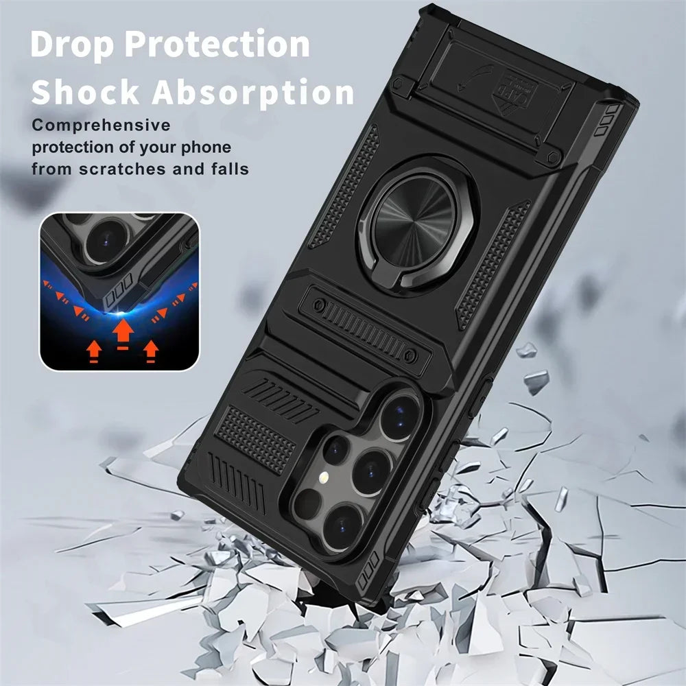 Armor Case with Hidden Card Holder & Ring Stand for Samsung S23U/S24U/S25U/S26U - BD Gadget