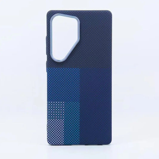 Luxo Life Carbon Fiber Texture Back Cover Samsung (Blue Checkered)