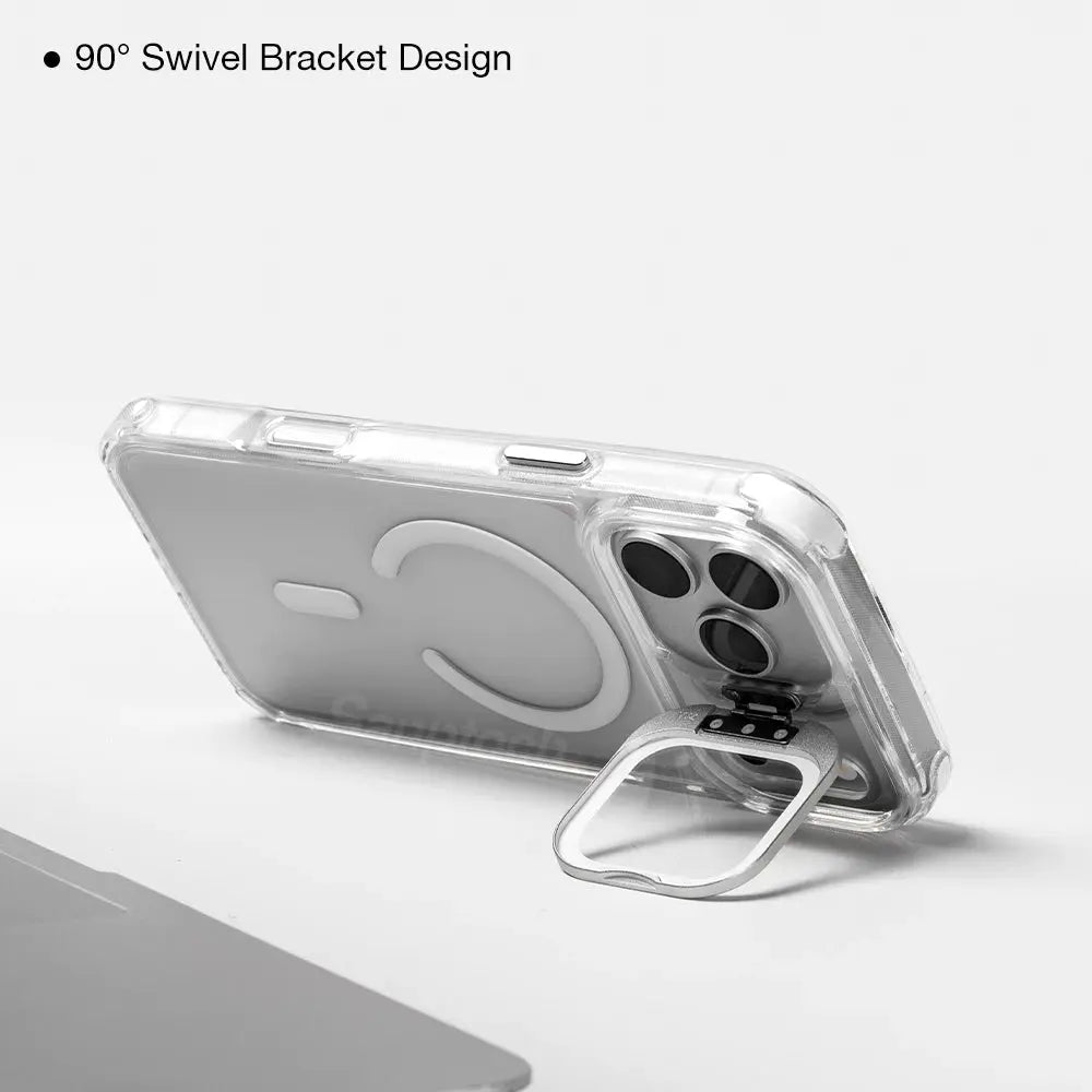 iPhone clear case with 90 degree swivel camera stand