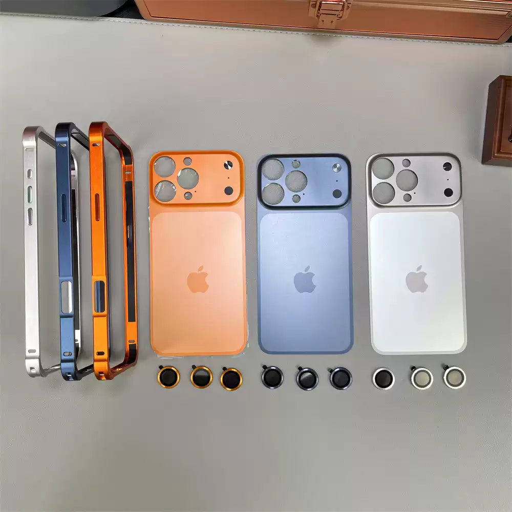 iPhone 17 Pro Max Style Metal Frame Case with Camera Lens Protector