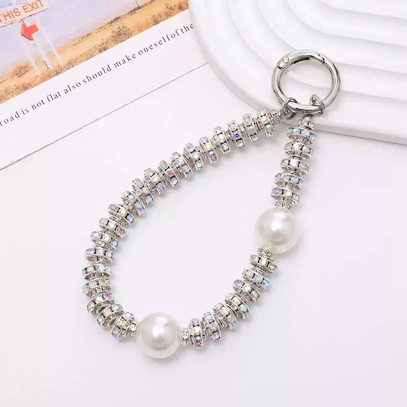 3D Pearl & Rhinestone Butterfly Case With Charm for iPhone