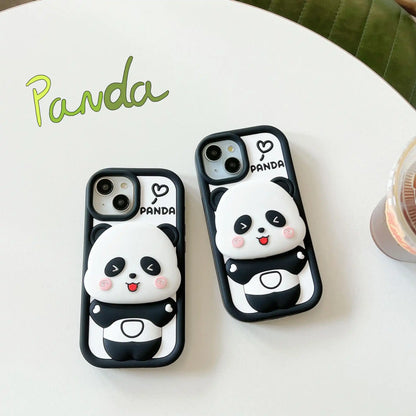 Cute 3D Panda Mirror Silicone Case for iPhone - BD Gadget