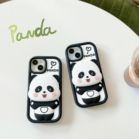 Cute 3D Panda Mirror Silicone Case for iPhone - BD Gadget