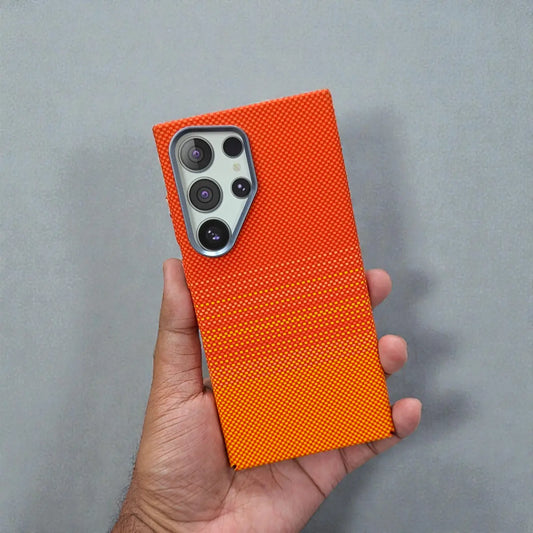 Luxo Life Carbon Fiber Texture Back Cover Samsung (Orange)