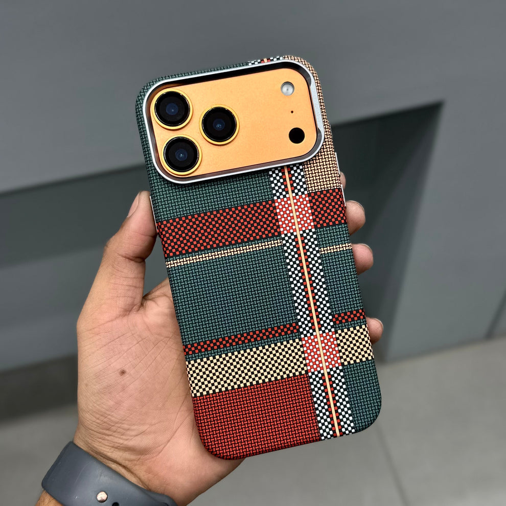 Luxo Life Carbon Fiber Texture Back Case for iPhone (Checkered Pattern)