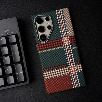 Luxo Life Carbon Fiber Texture Back Cover Samsung (Checkered Pattern)