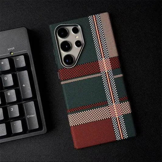 Luxo Life Carbon Fiber Texture Back Cover Samsung (Checkered Pattern)